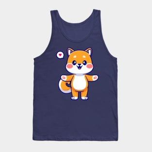 Cute Shiba Inu Dog Hug Cartoon Tank Top